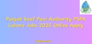 Punjab Saaf Pani Authority PSPA Lahore Jobs 2025 Online Apply